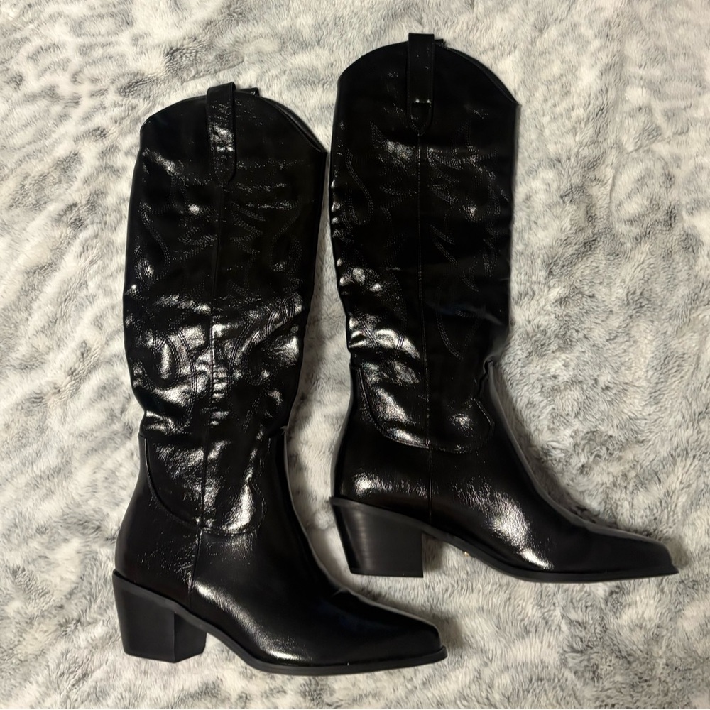 Billini Urson Cowboy Boots - Black Shine